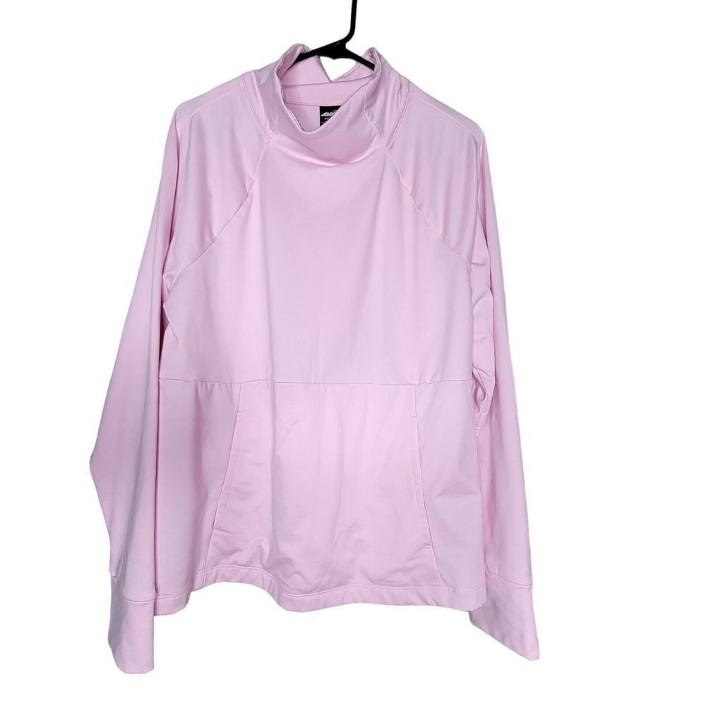 Avia‎ Pullover Sweatshirt XXL Pink Mock Neck Pockets Long Sleeve Activewear